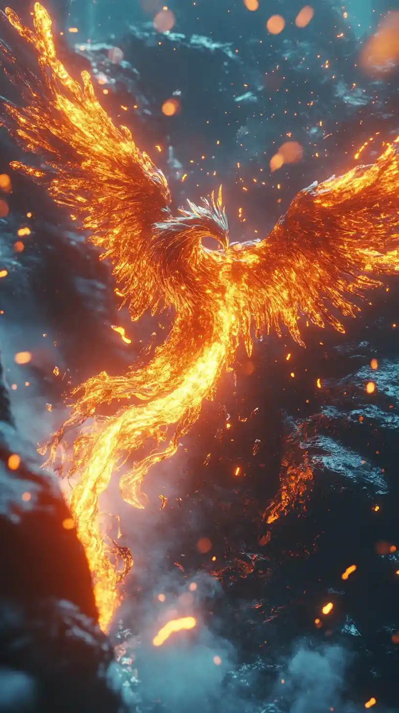 Frozen flame clash of frost giant and solar phoenix