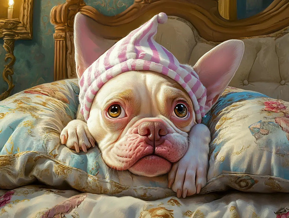 Cute dog resting on pillow in cozy bedroom illustration