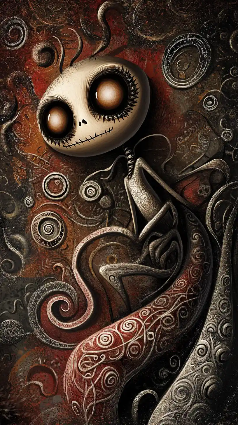 Surreal fantasy creature in a dark mystical dream world