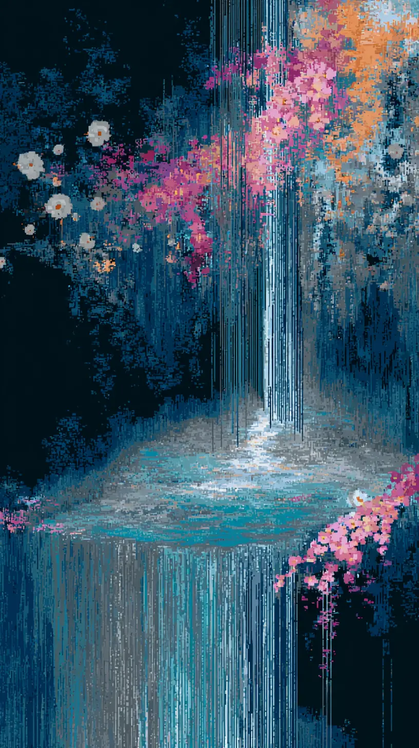 Ethereal dreamscape of flowing water beneath a vast sky