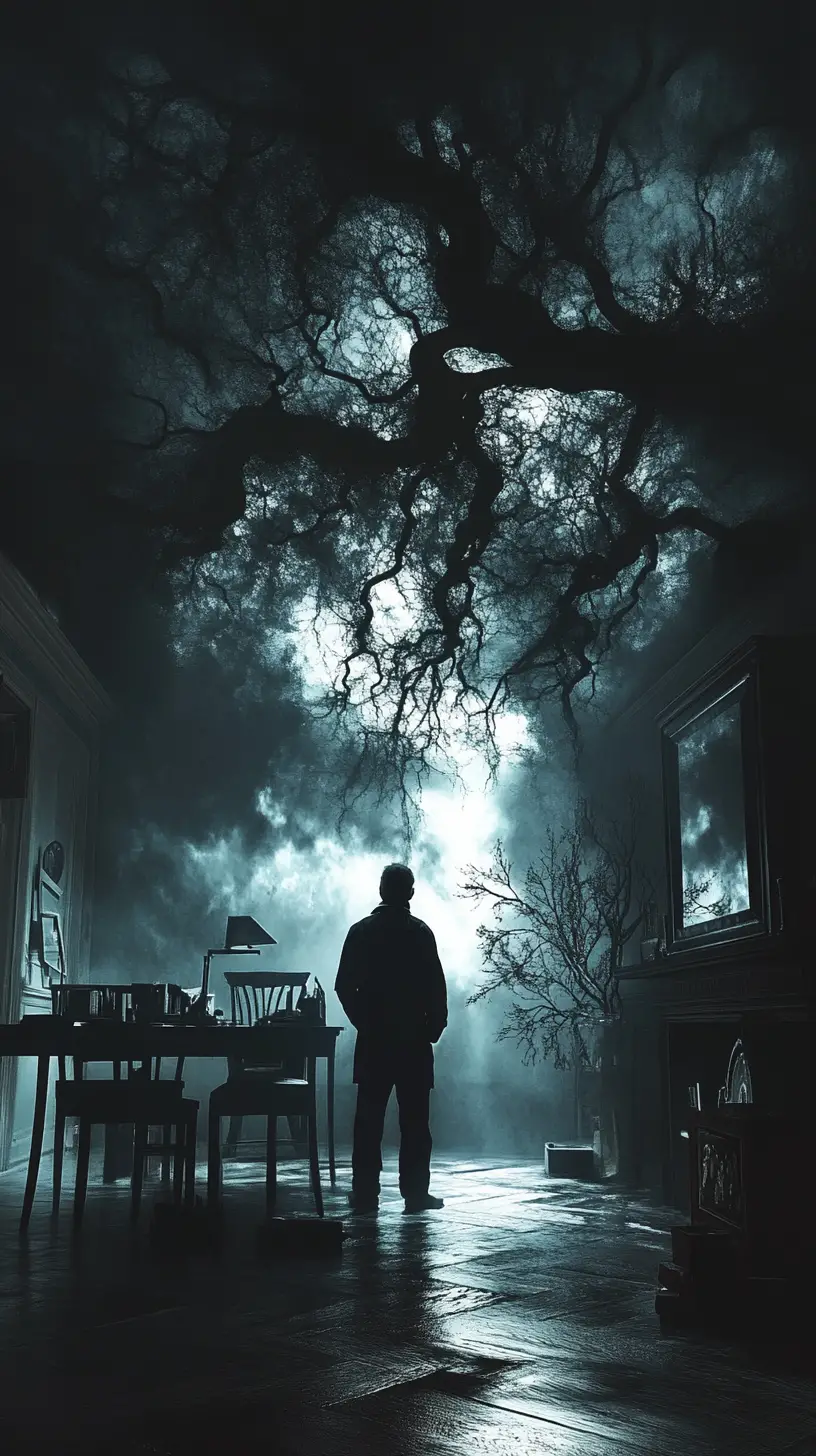 Scena surreale di illusione tra ombra e luce dark fantasy