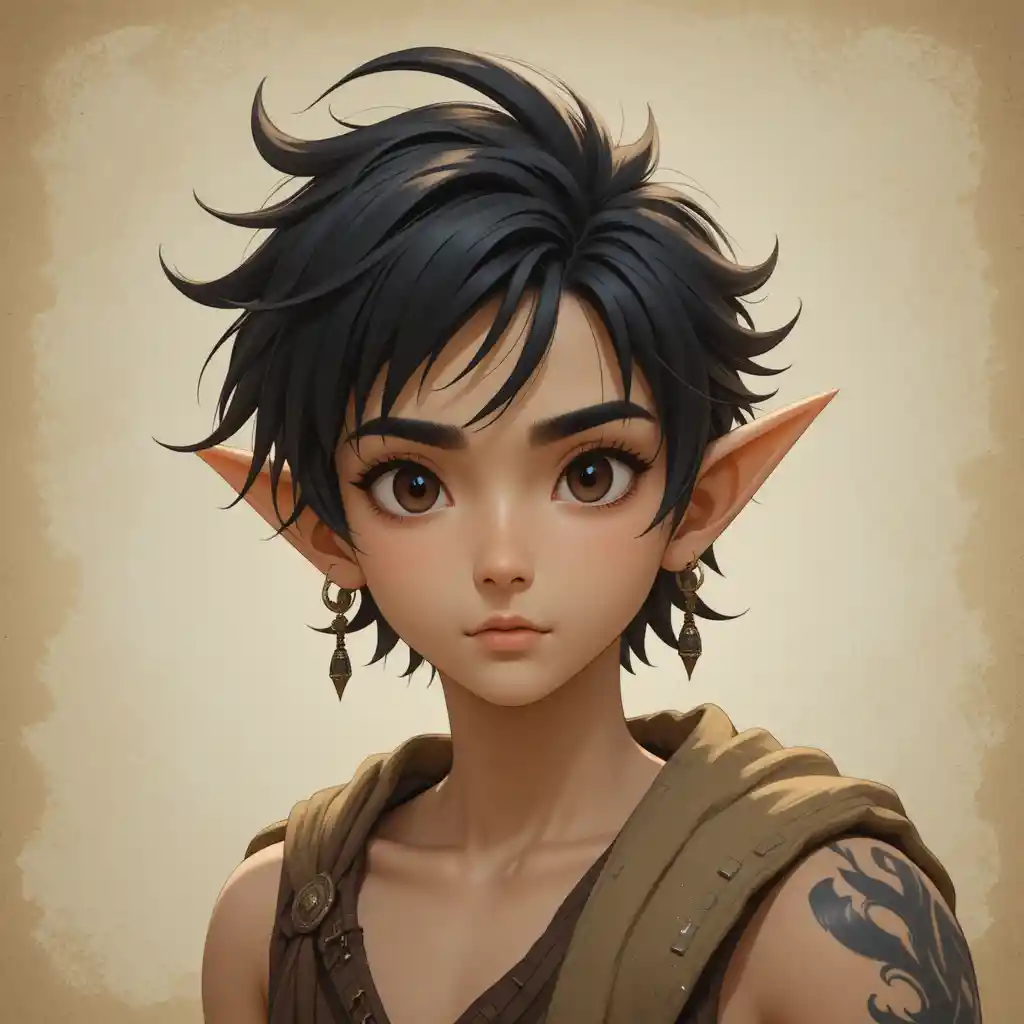 Young forge mage ecaflip with dark hair and tattoos