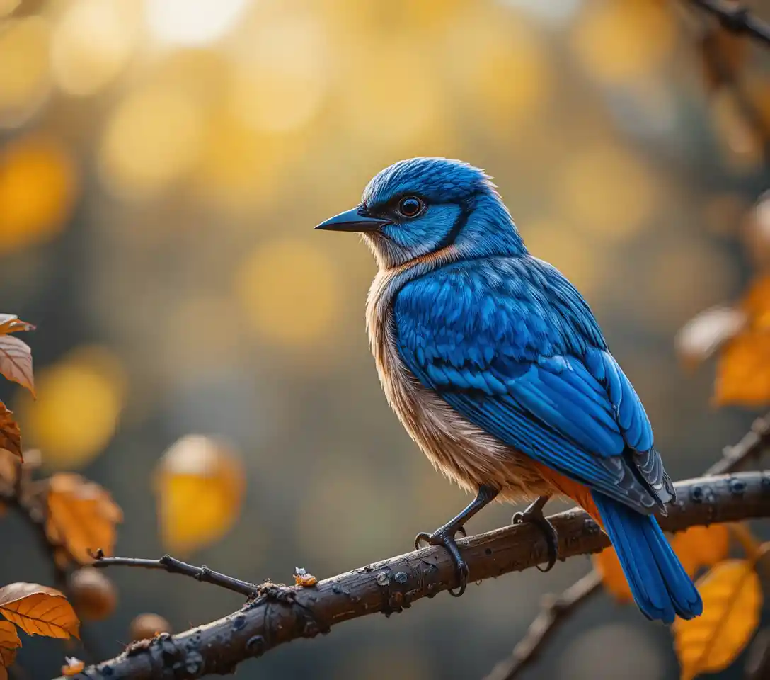Ghiandaia azzurra posata su un ramo in una foresta autunnale