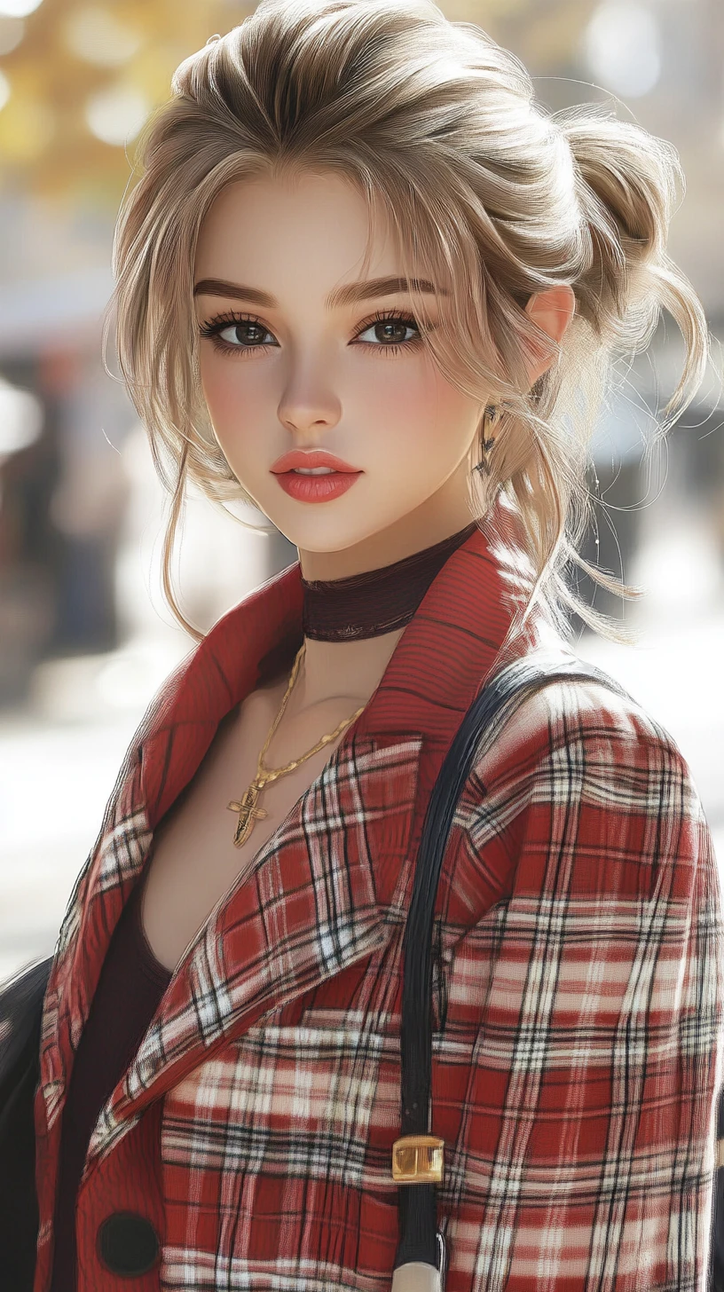 전 세계 관광 명소에서 포즈를 취하는 우아한 미국 슈퍼모델