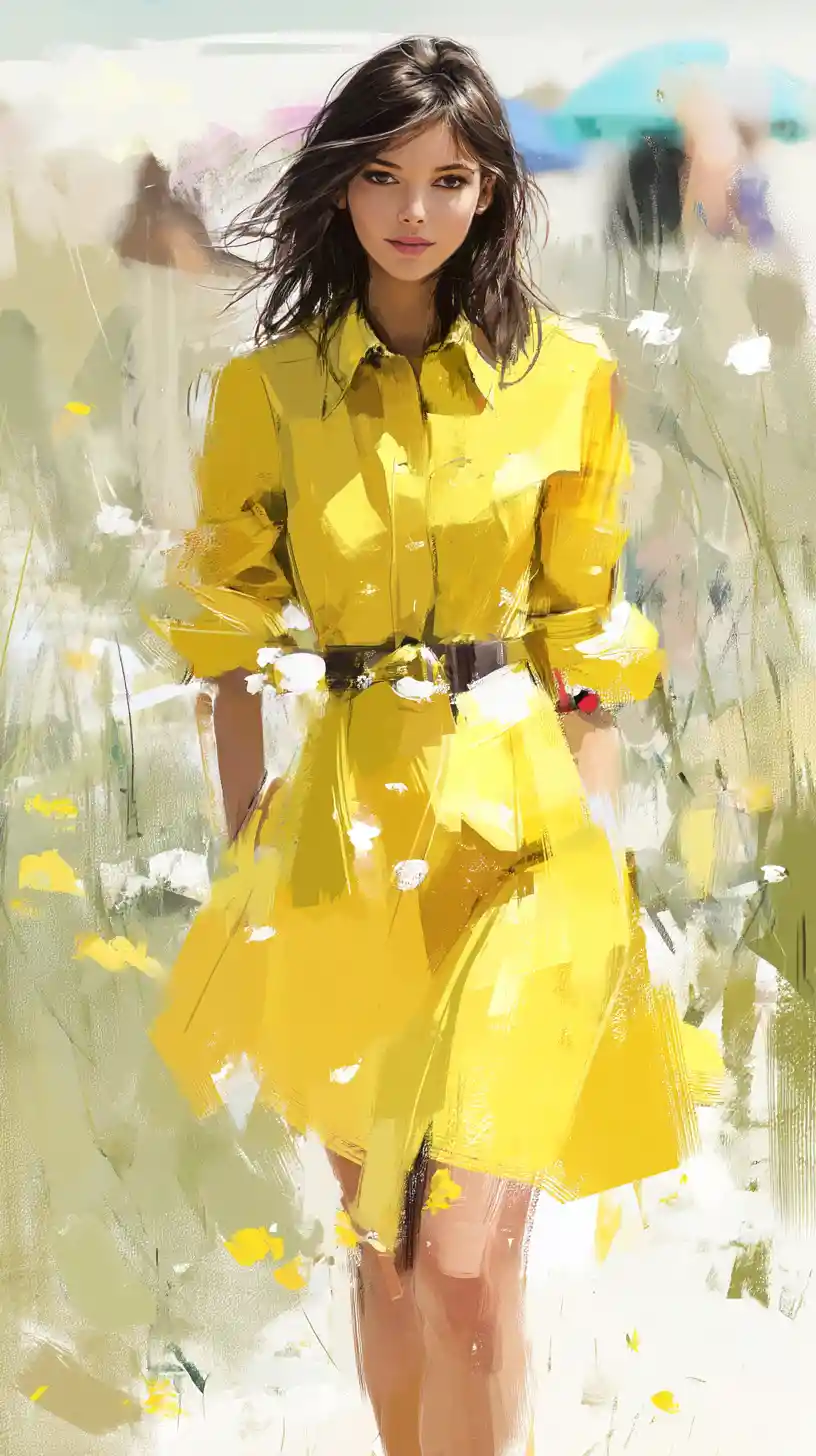 Fantasy woman walking through a windy field in soft light