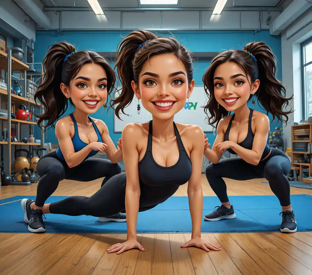 Three athletic women training together in a modern gym