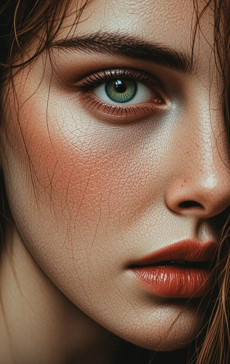 Close up color pencil portrait of a girl