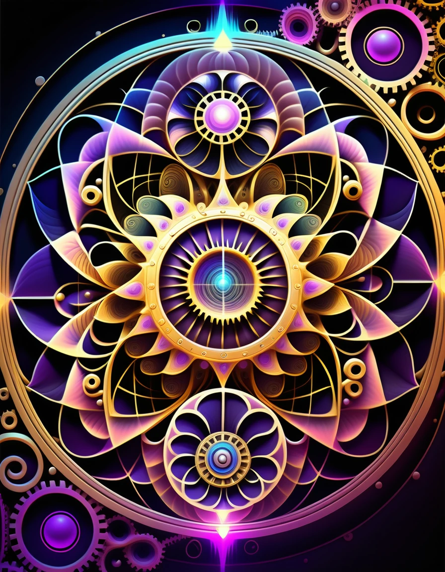 Geometría sagrada fusionada con energía fractal cósmica psicodélica