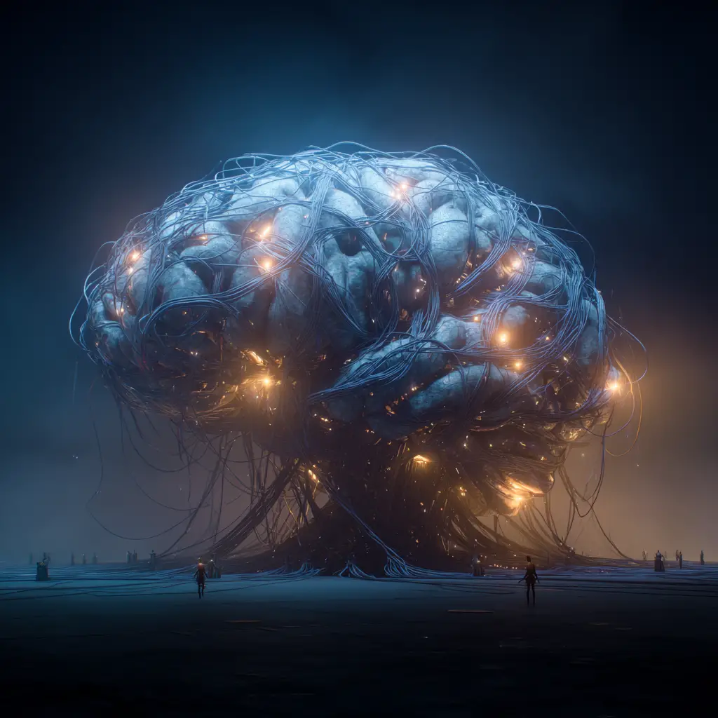 Bio mechanical oracle brain fused with colossal supercomputer