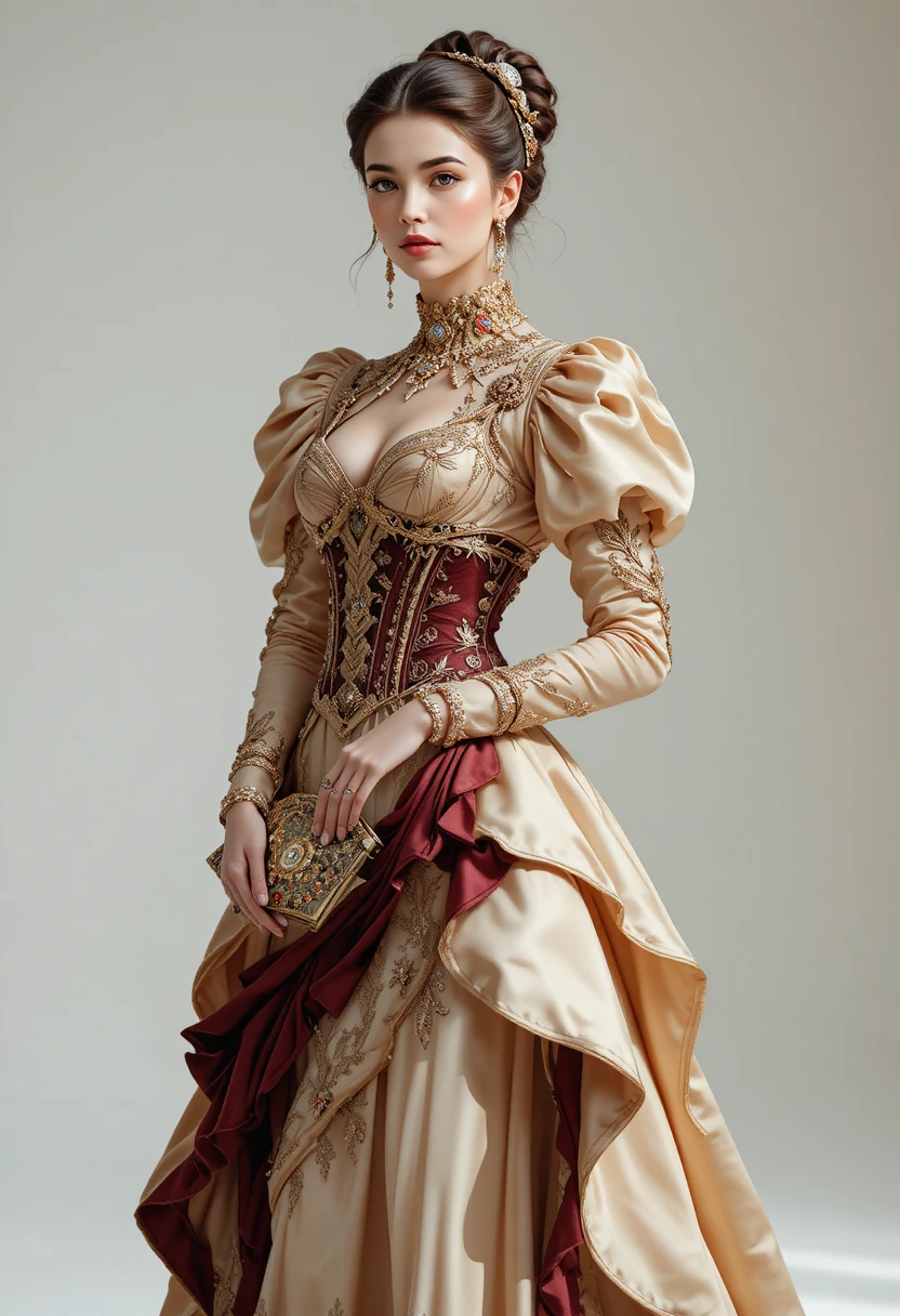 Erhabene Modeillustration einer Frau in barocker Couture