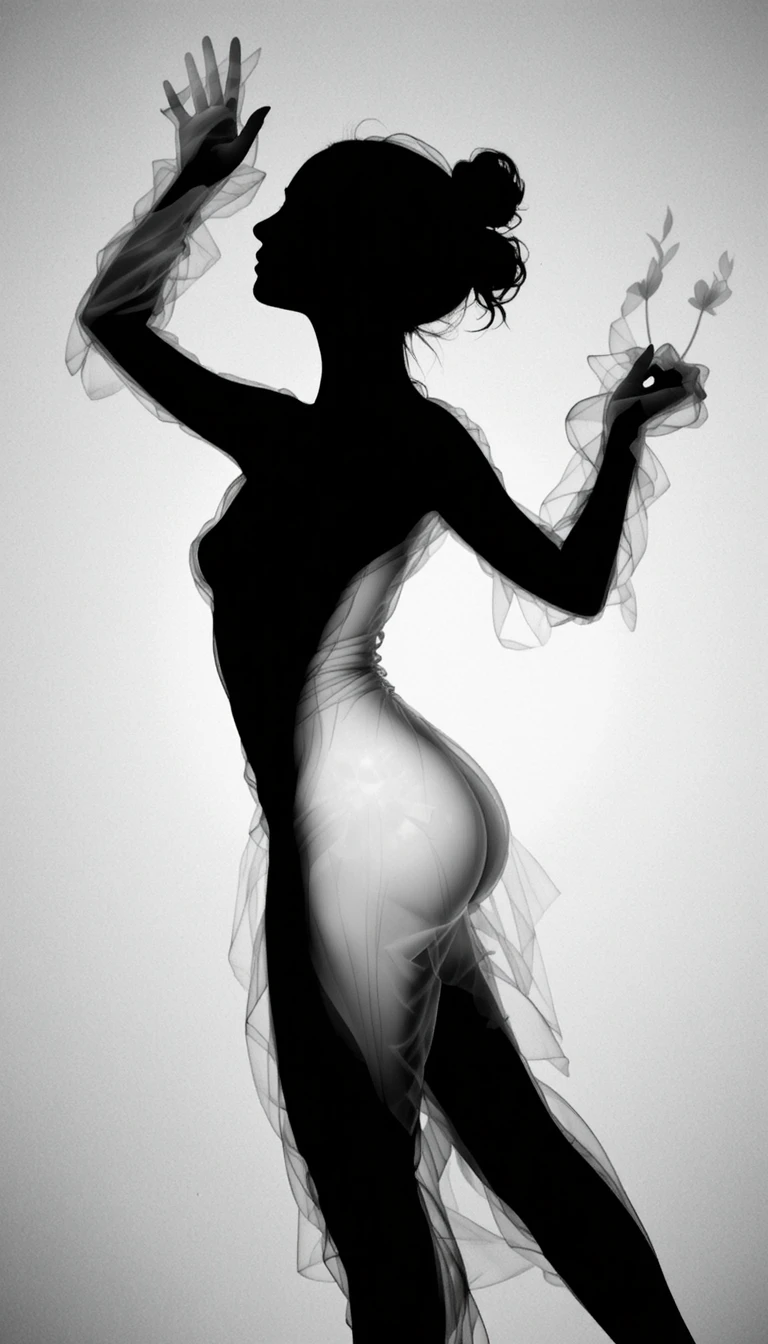 Ag graziata silhouette femminile in elegante posa di danza laterale