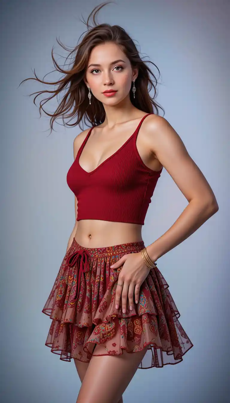 Retrato de estudio alegre de una mujer de moda segura de sí misma