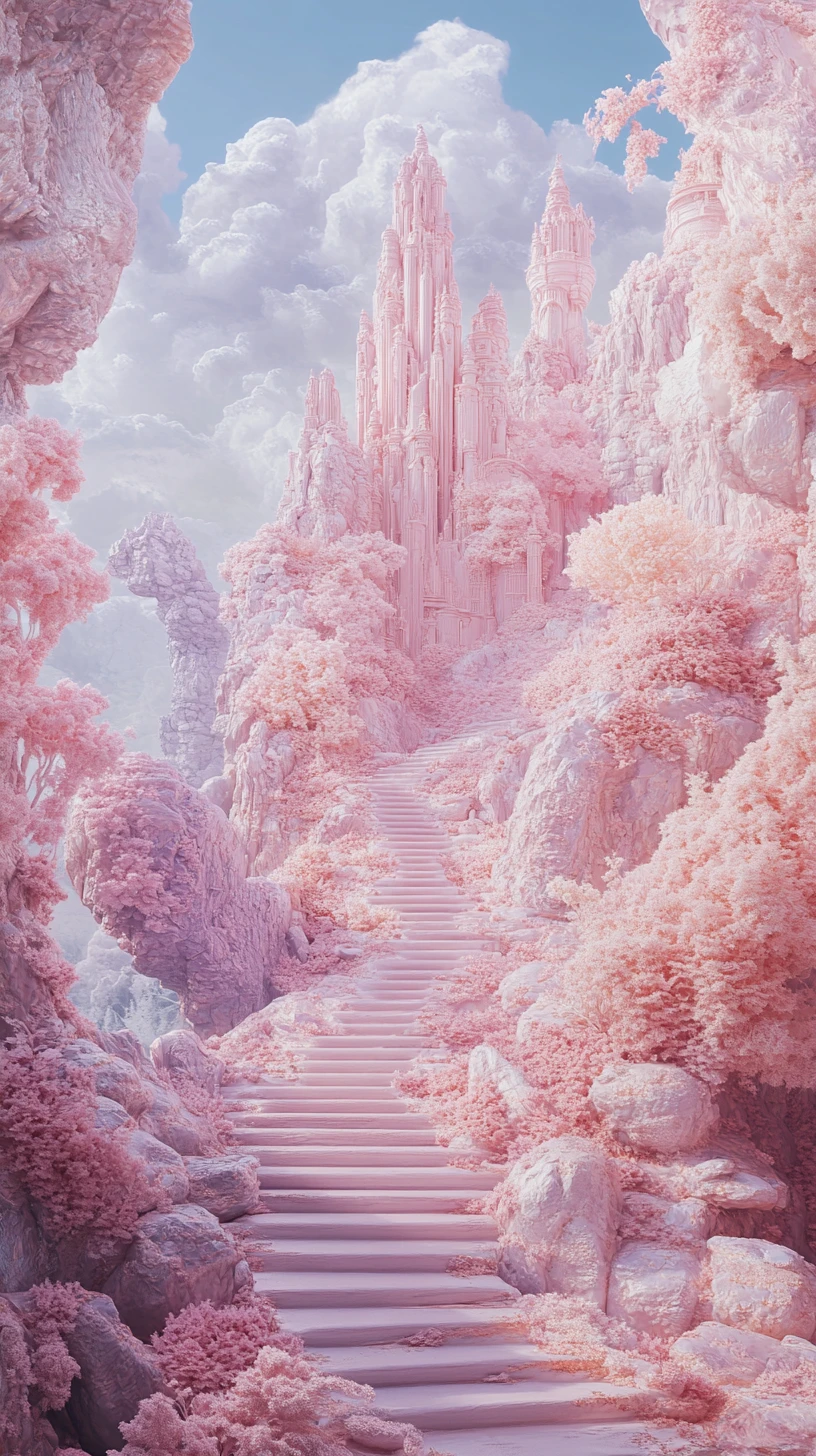 Whimsical metallic fantasy illustration in vibrant pastel colors