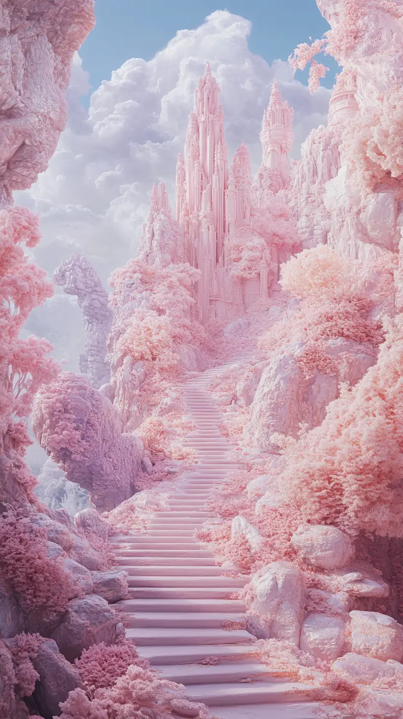 Whimsical metallic fantasy illustration in vibrant pastel colors
