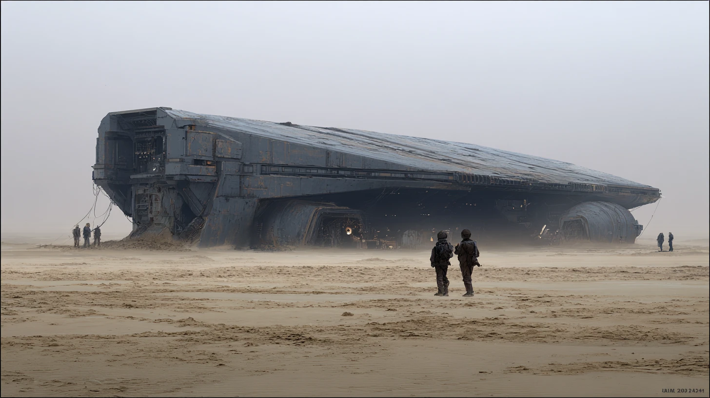 Massive guild spaceship traveling across deep outer space