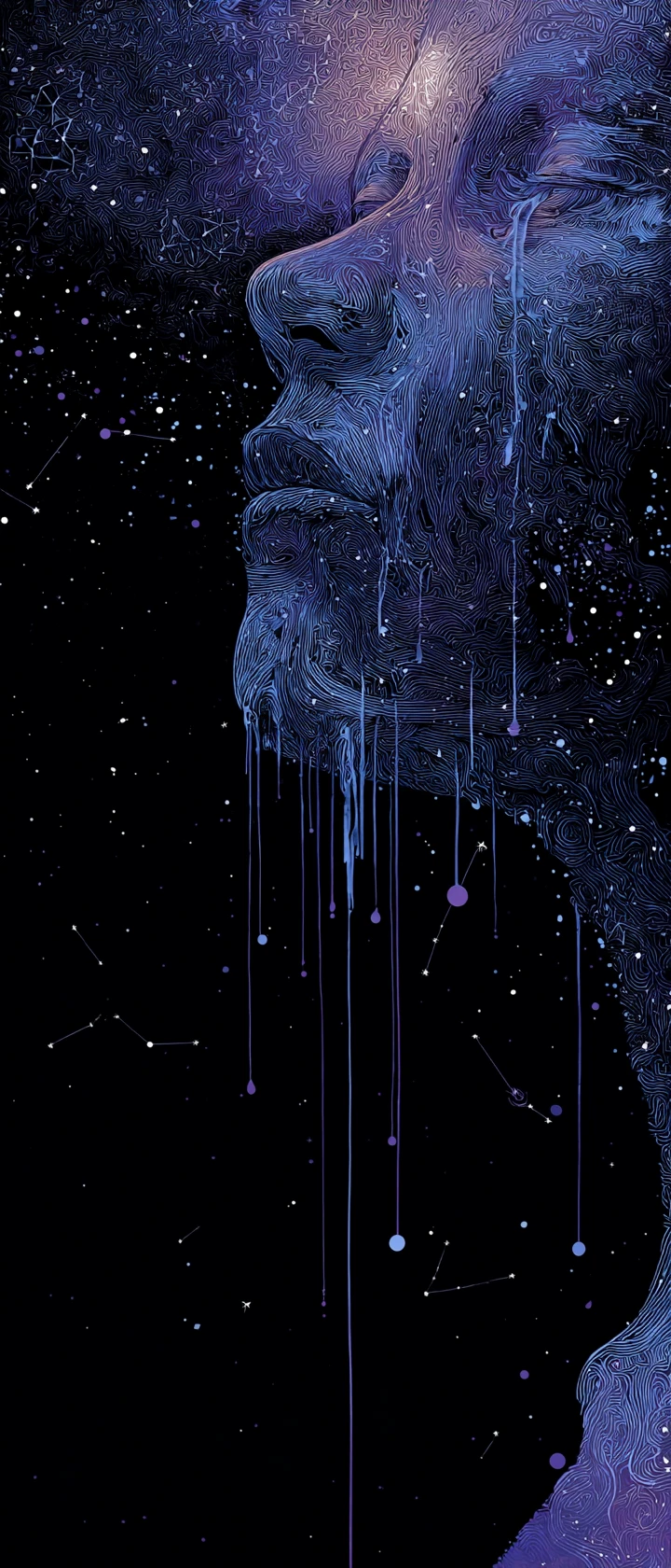 Ethereal Figure Dissolving Into Nebula Above Distant Earth