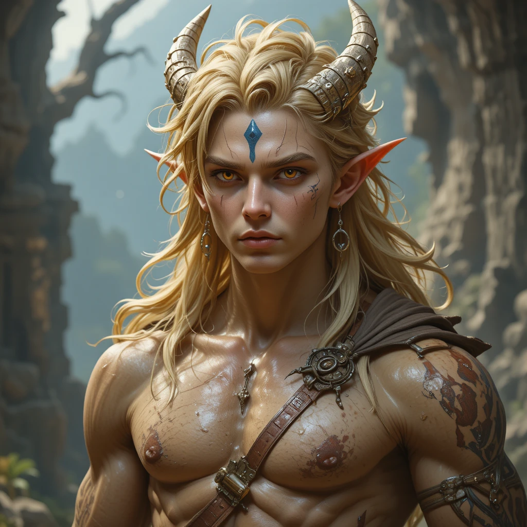 Young hybrid sorcerer boy in a magical fantasy universe