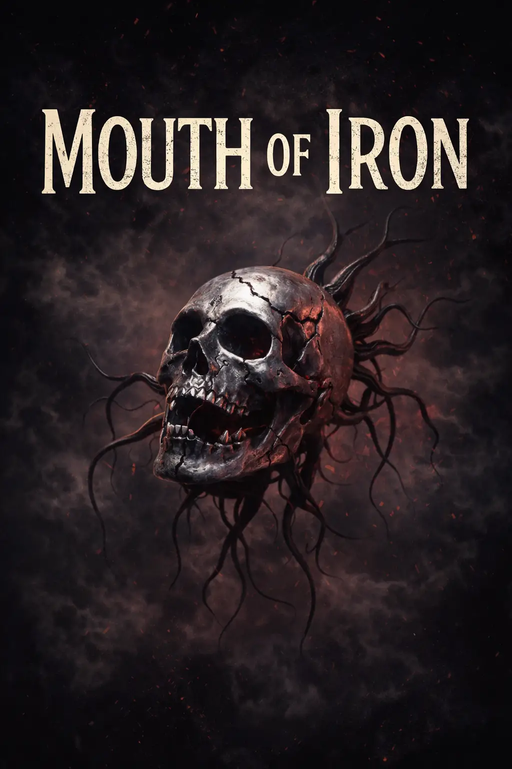 Copertina di album scura con testo del titolo in grassetto “Mouth of Iron”