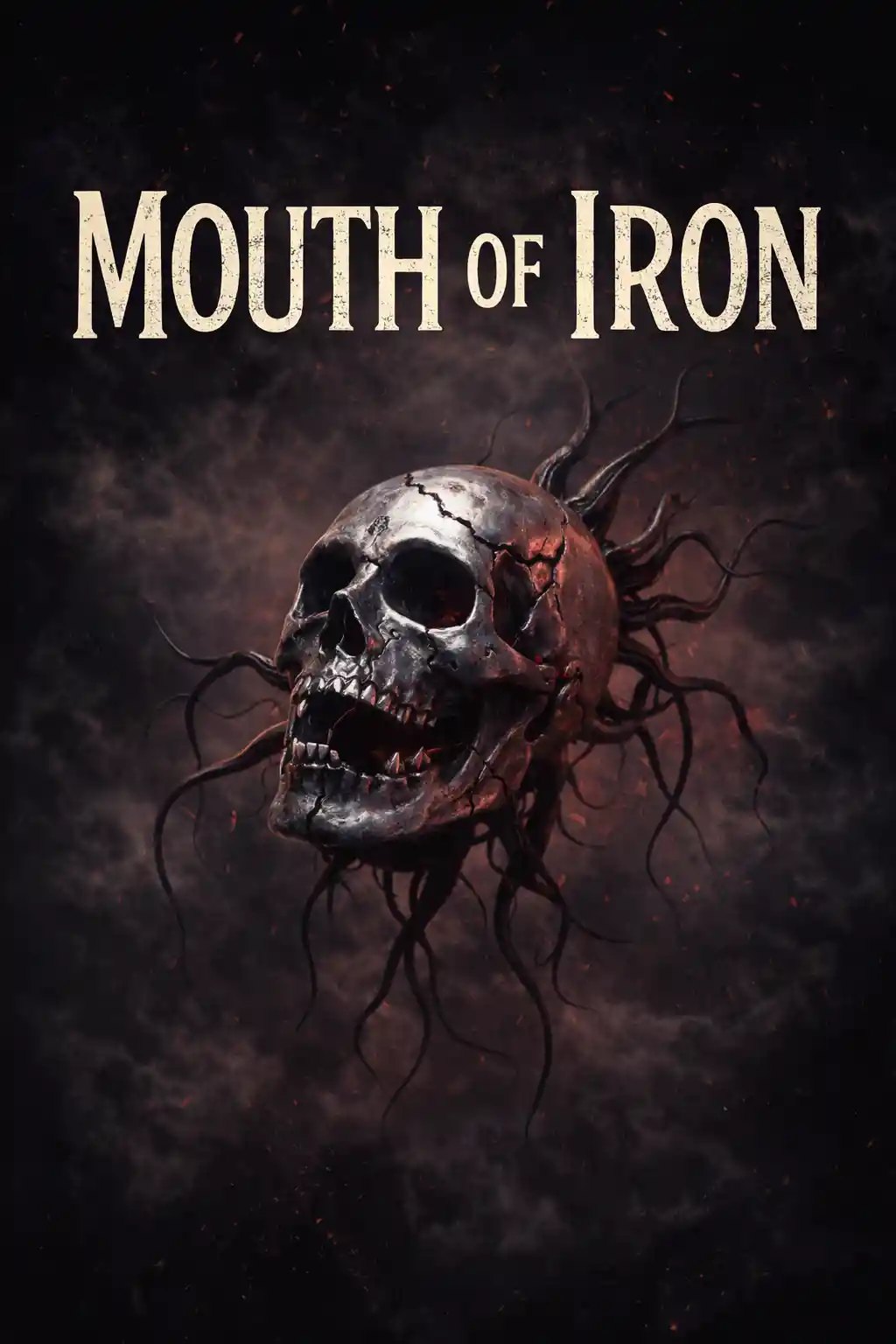 Copertina di album scura con testo del titolo in grassetto “Mouth of Iron”