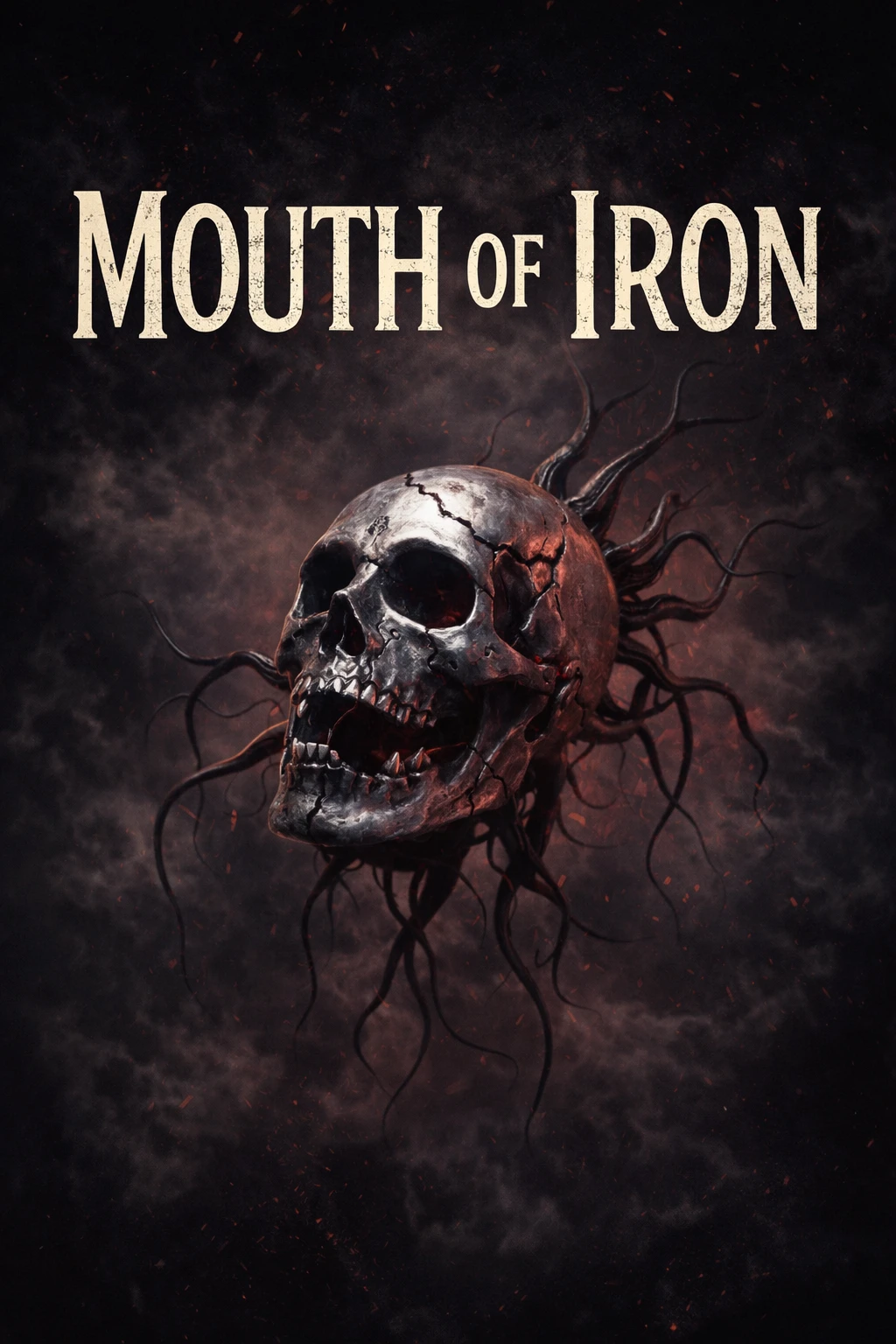 Copertina di album scura con testo del titolo in grassetto “Mouth of Iron”