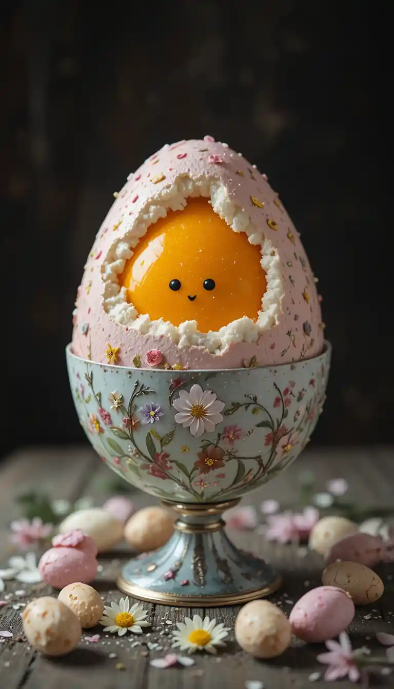 Person offering a beautiful Easter egg toward the viewer