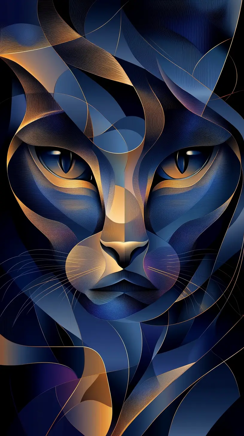 Surreal abstract portrait of cat within human silhouette