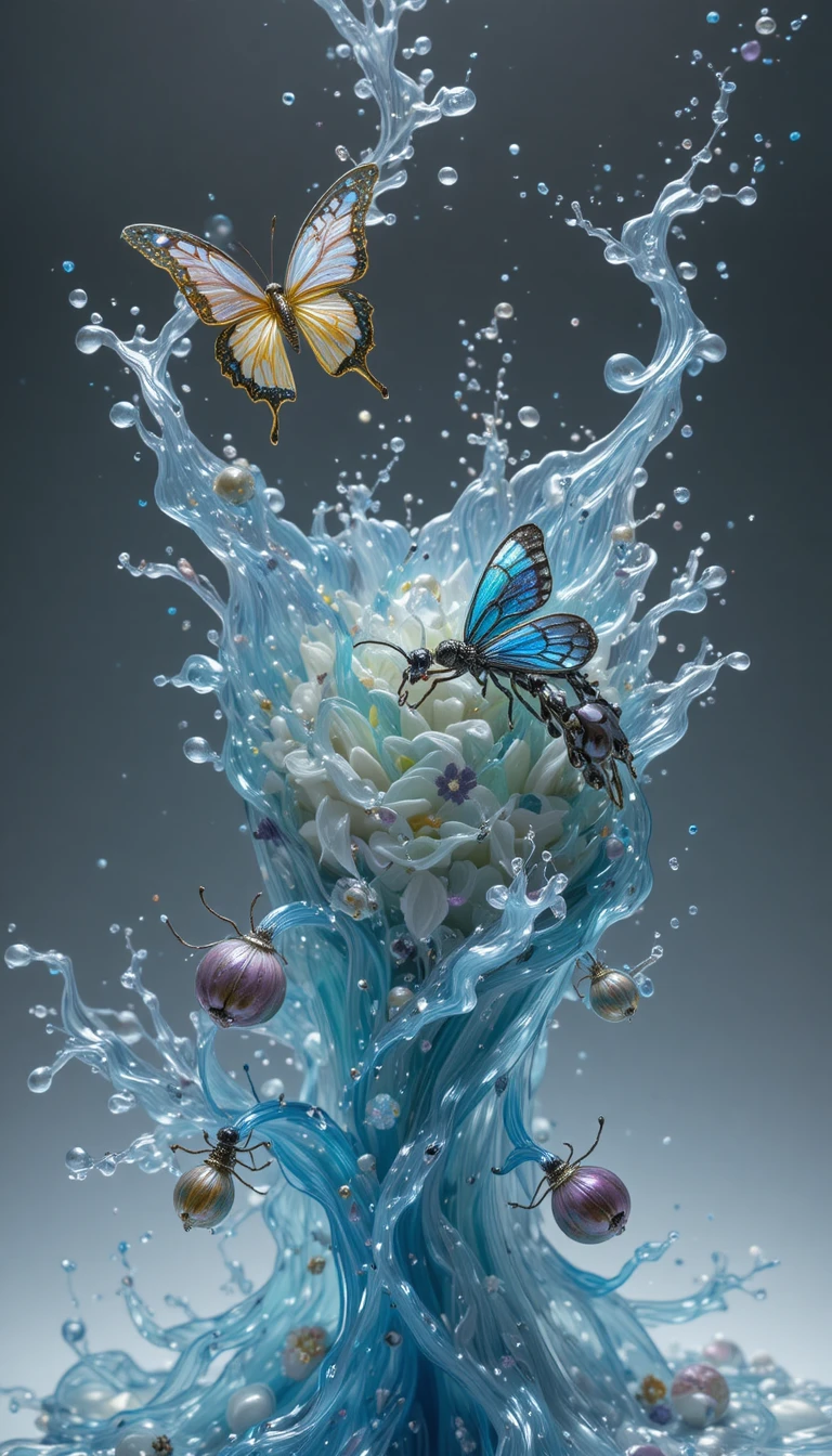 Mariposa Formada por Salpicaduras Abstractas de Leche y Mercurio Fluido