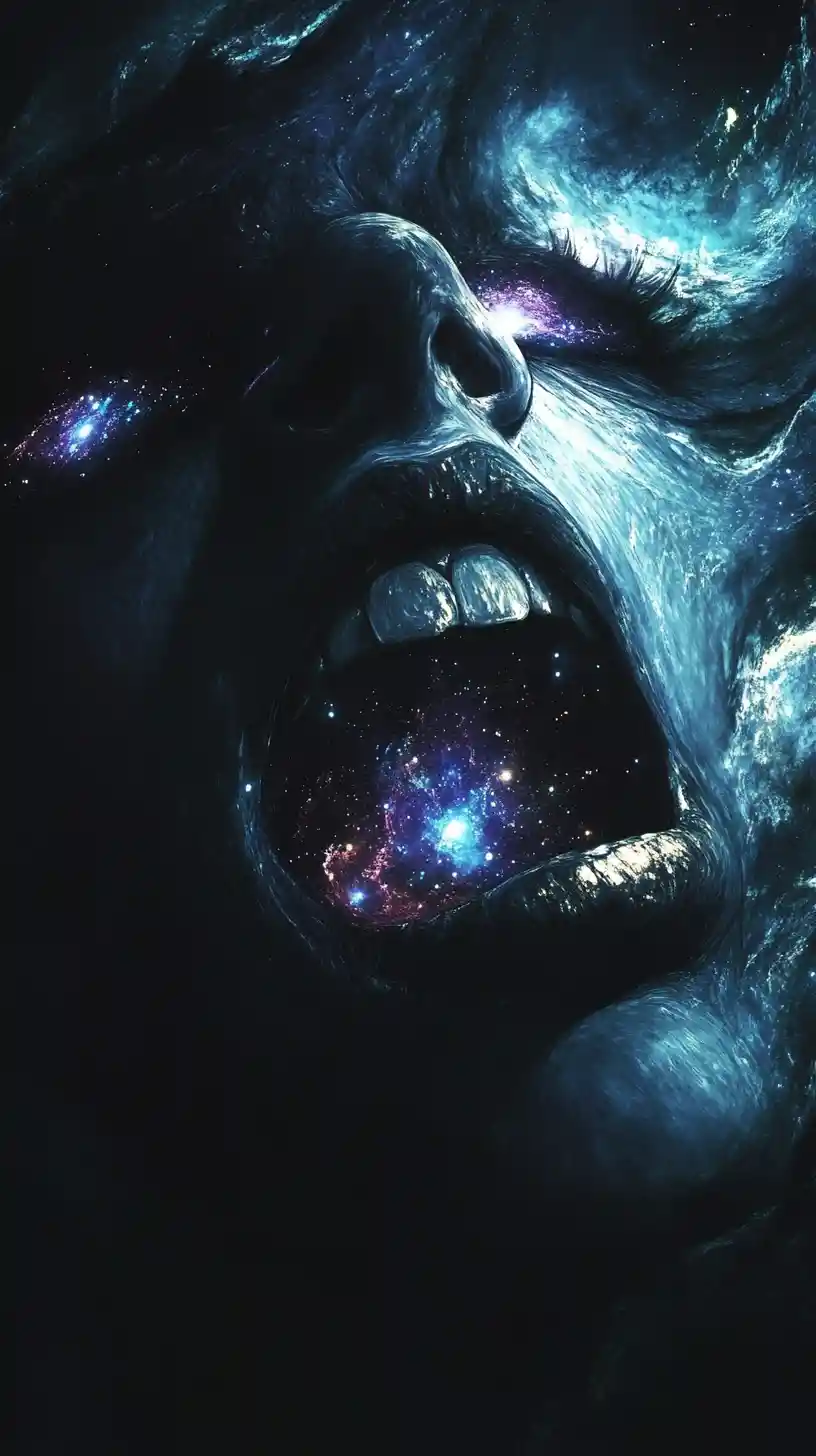 嘴巴與眼中閃耀星座的詭異女子