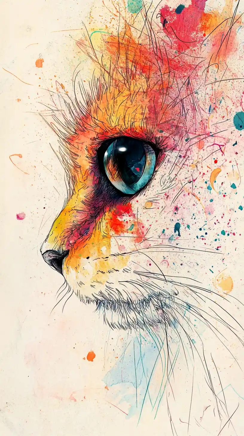 Fantasy animal in cosmic watercolor and ink illustration