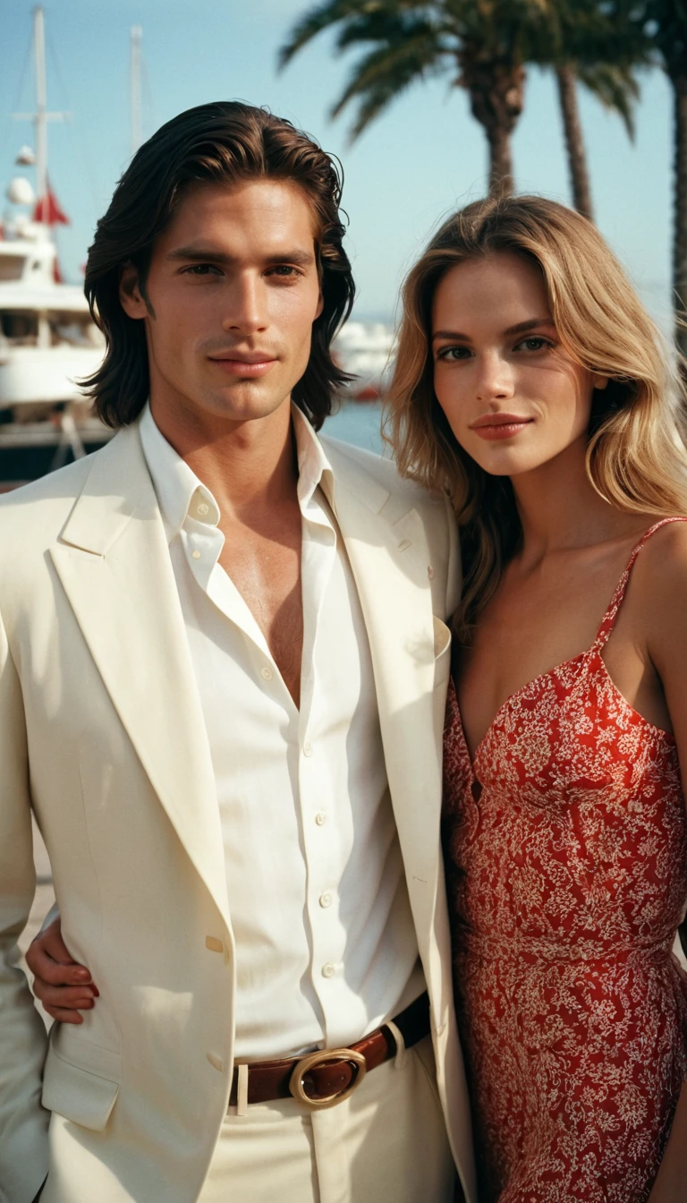 Young european man on red carpet with charming gaze