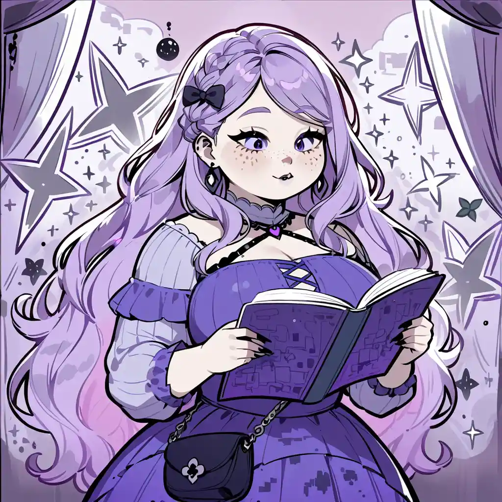 Plus size teen girl with magical creative powers