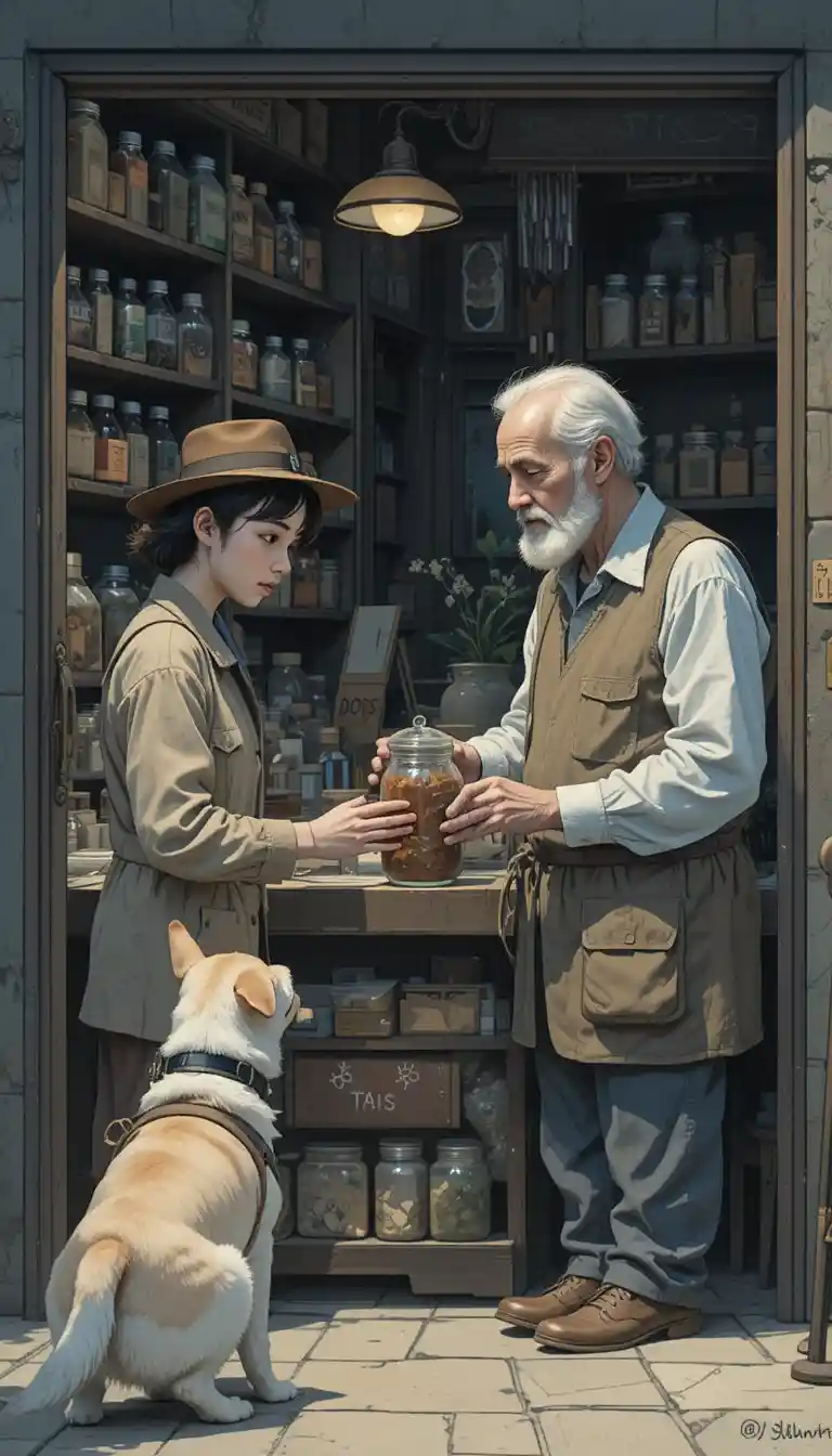 Young customer buying from a glass jar in a quiet shop