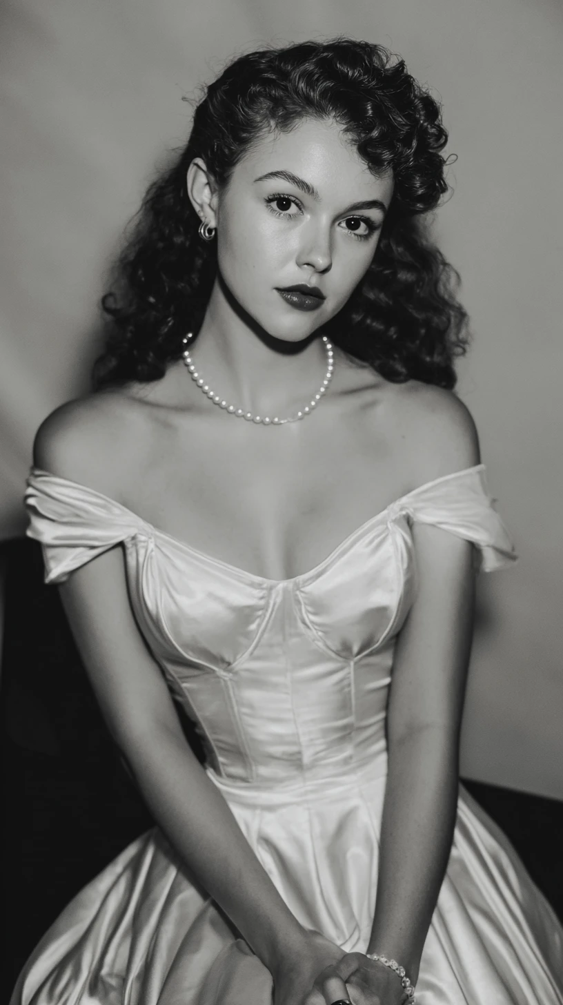 Retrato vintage en blanco y negro de una mujer joven y segura de sí misma