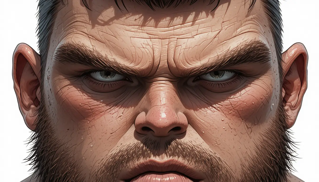 Retrato masculino severo com maxilar forte em duas vistas