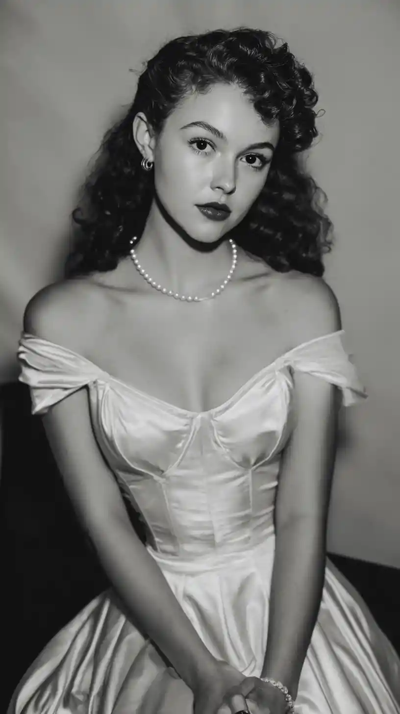 Retrato vintage en blanco y negro de una mujer joven y segura de sí misma