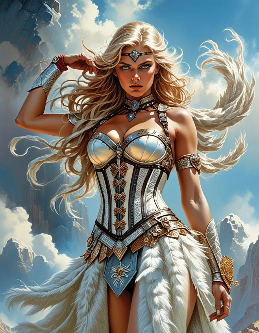 Valkyrie pin up warrior in sleek leather corset