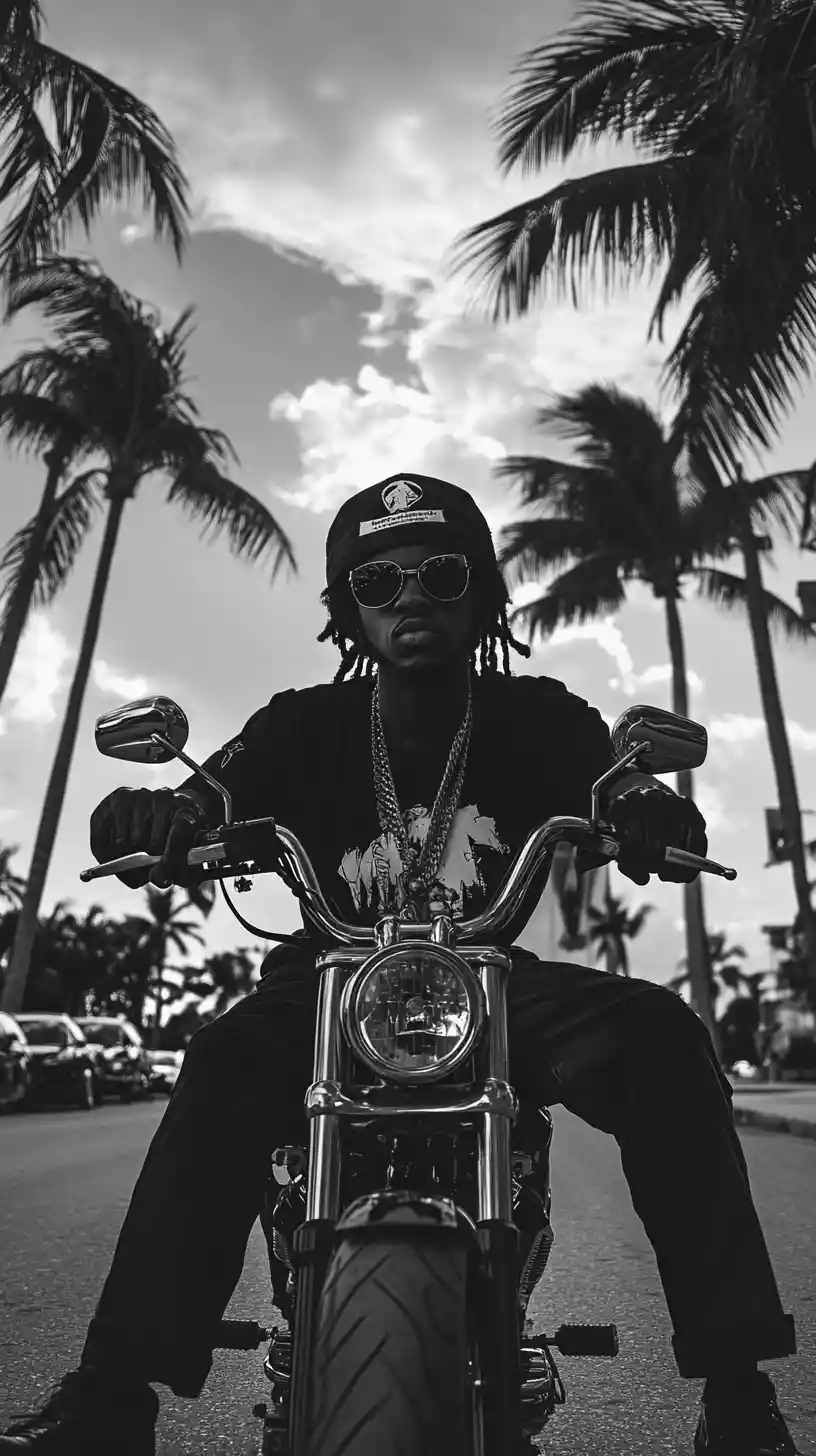 Riding scooters together through the streets of Miami