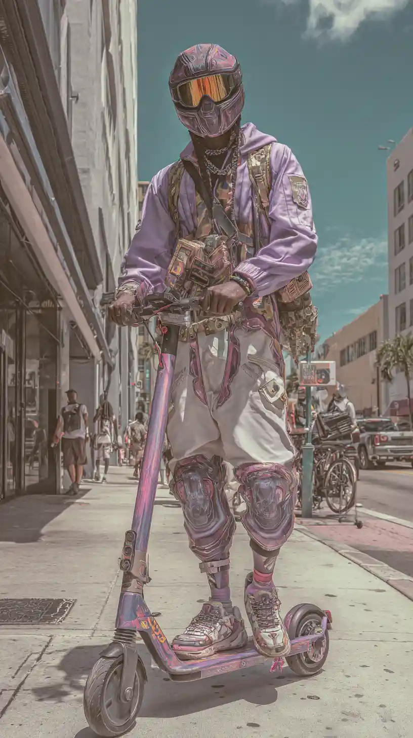 People riding scooters through the streets of miami