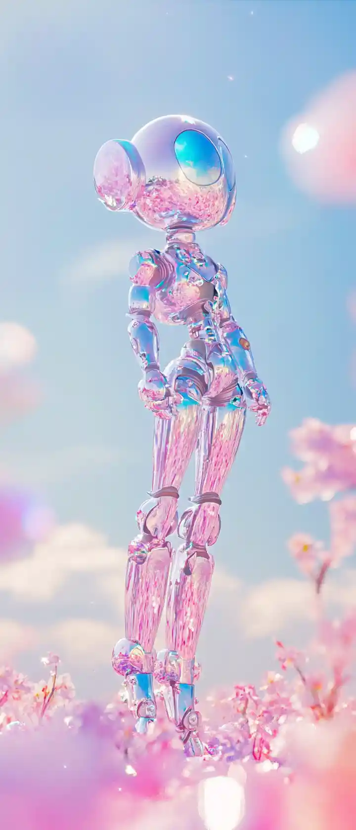 Whimsical metallic fairy standing in bright pastel colors
