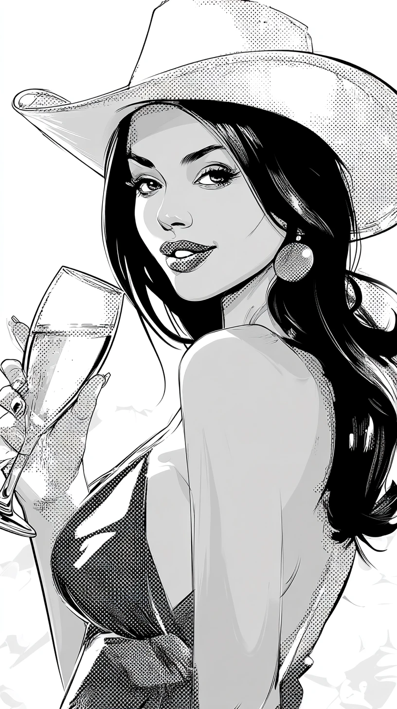 Stylish woman at Coachella with oversized champagne glass