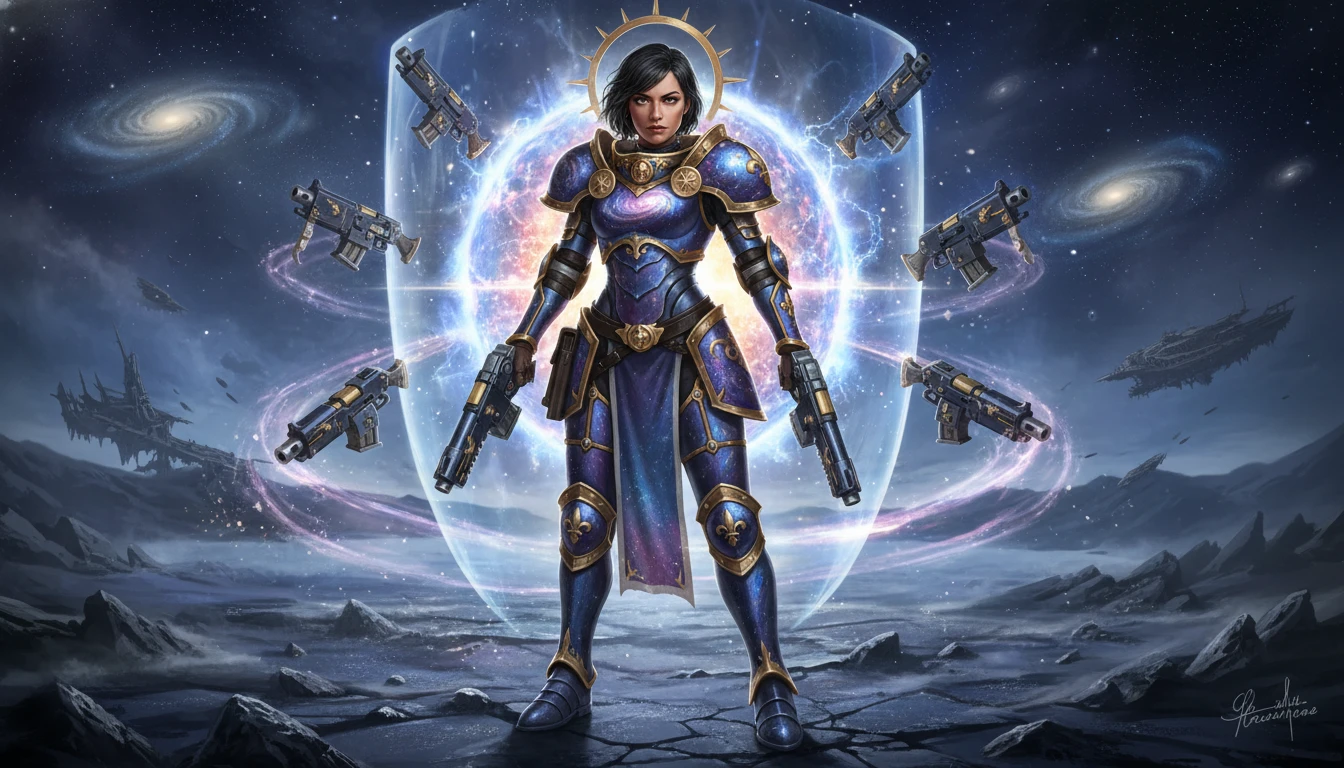 Noble sister of battle warrior in cosmic armor
