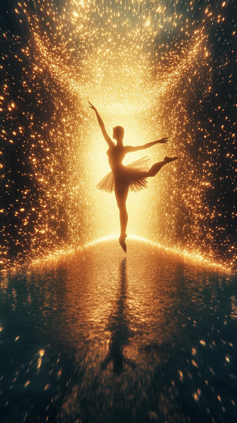 Dancer Divided Between Sunlight And Starlight In Surreal Motion