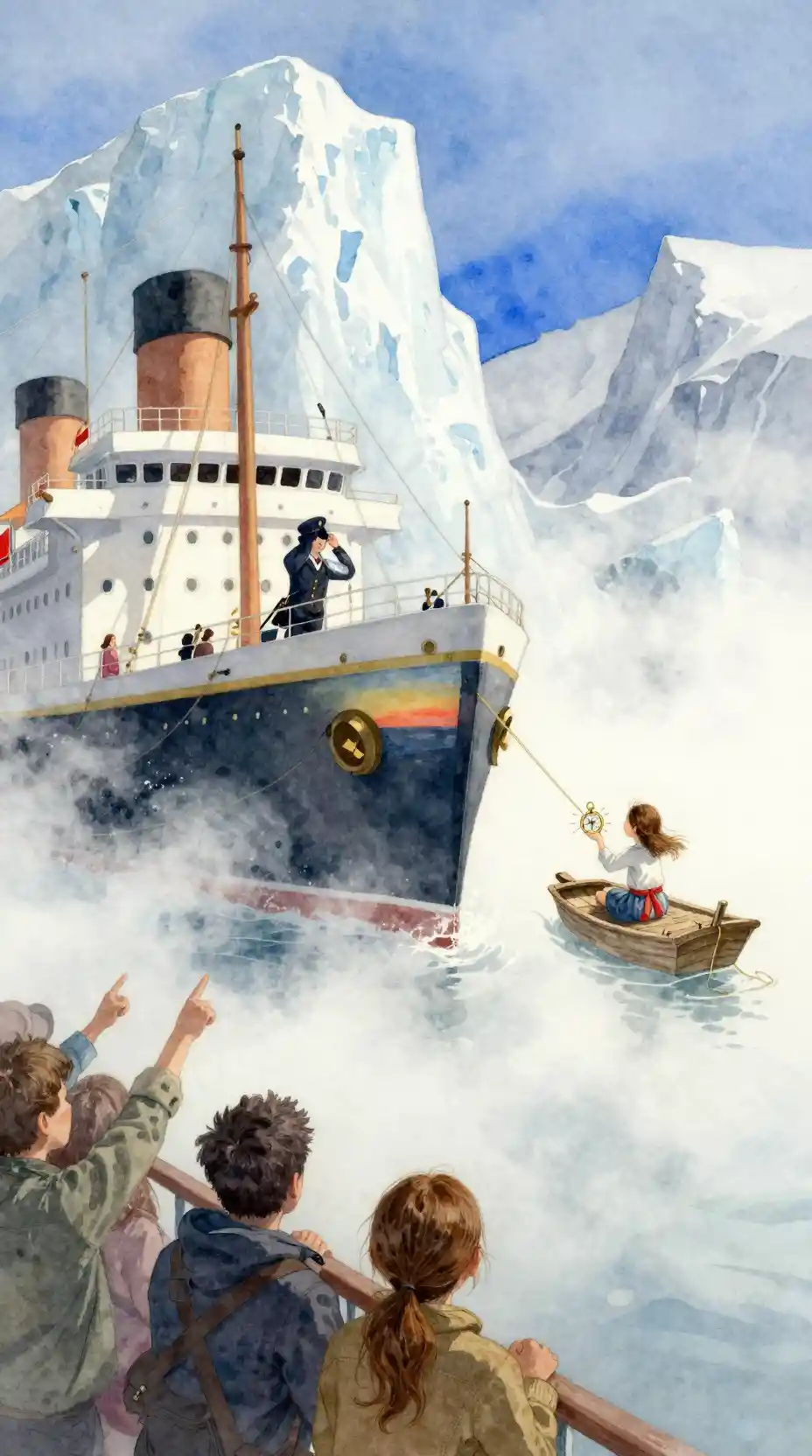 Steamship Crashing Into Iceberg In Thick Foggy Ocean