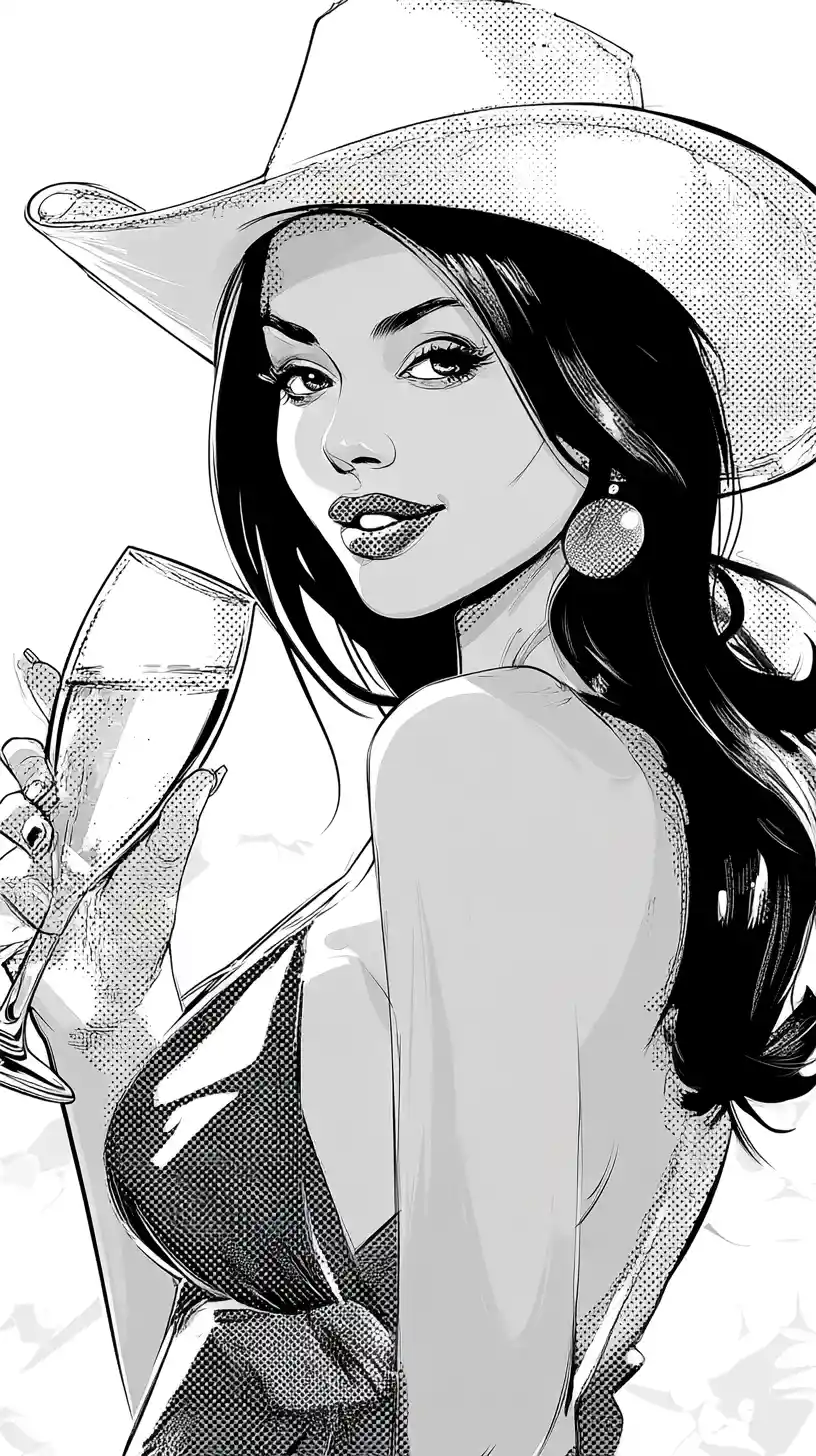 Stylish woman at Coachella with oversized champagne glass