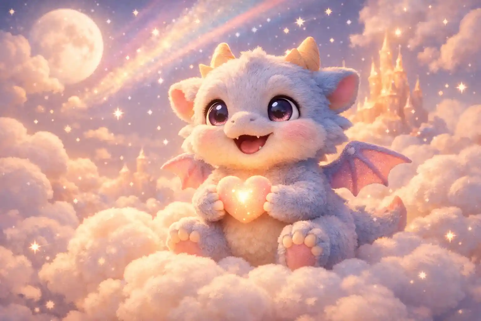 Niedlicher Babydrache im sanften 3D-Animationsstil