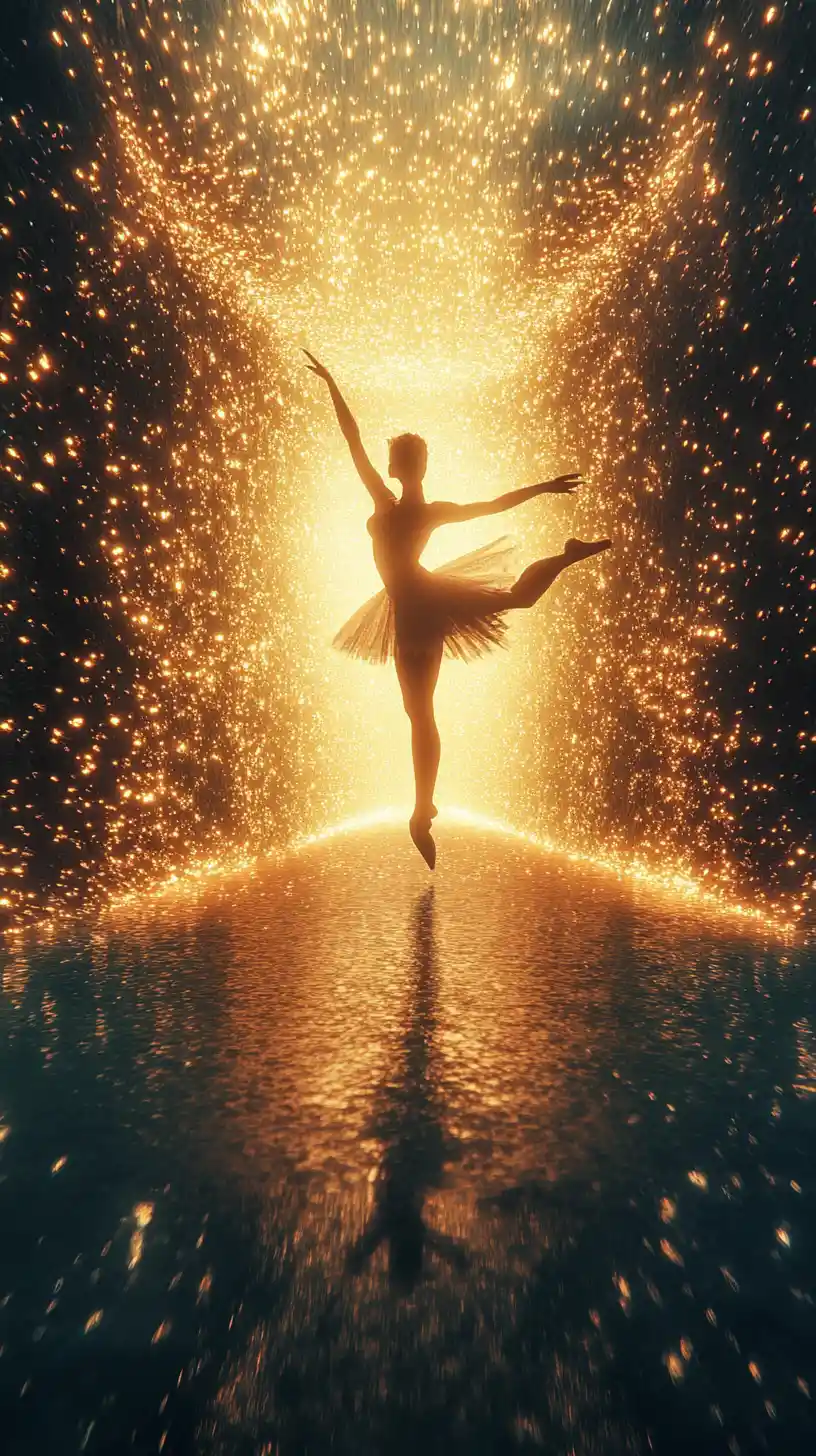 Dancer Divided Between Sunlight And Starlight In Surreal Motion