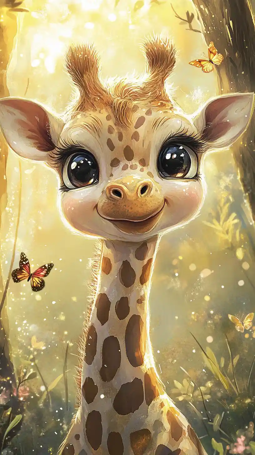 Cute baby giraffe in watercolor savanna nursery art