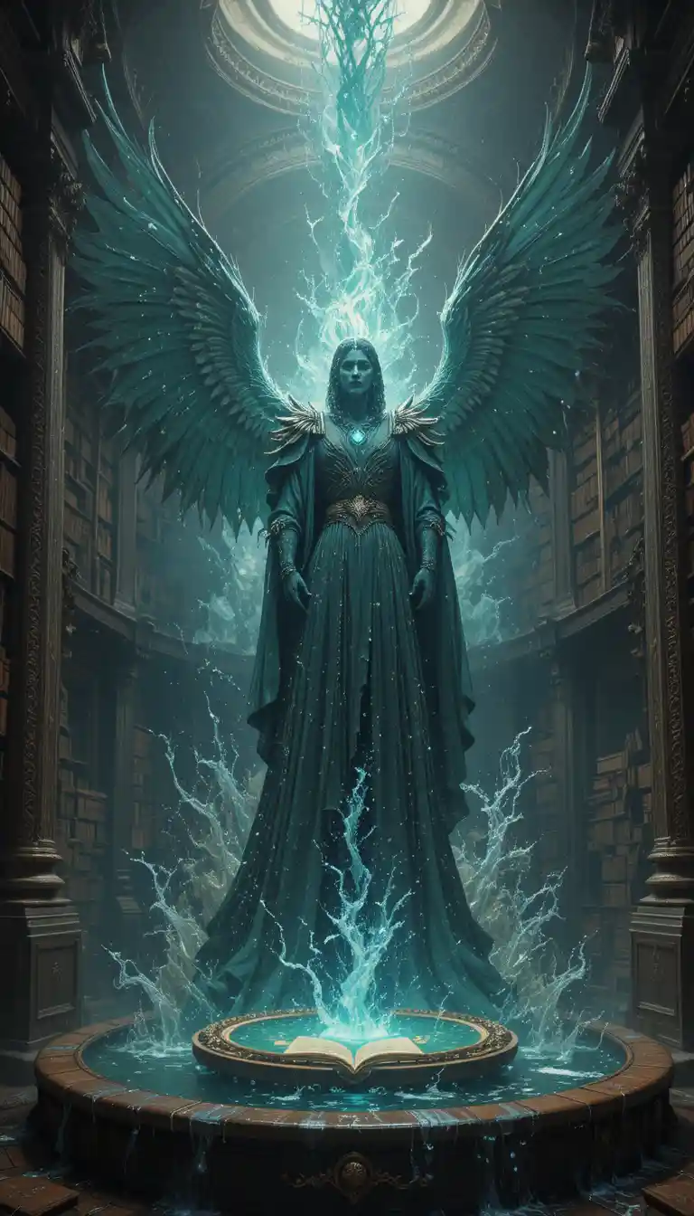 Majestätischer Greif auf alten Büchern im traumhaften Fantasy-Licht
