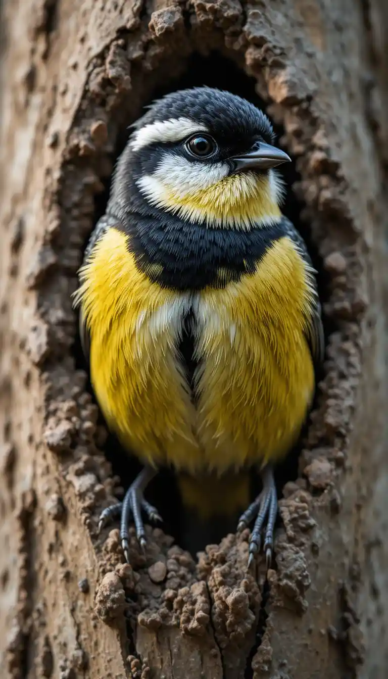 Cinciallegra posata nel suo habitat naturale di foresta