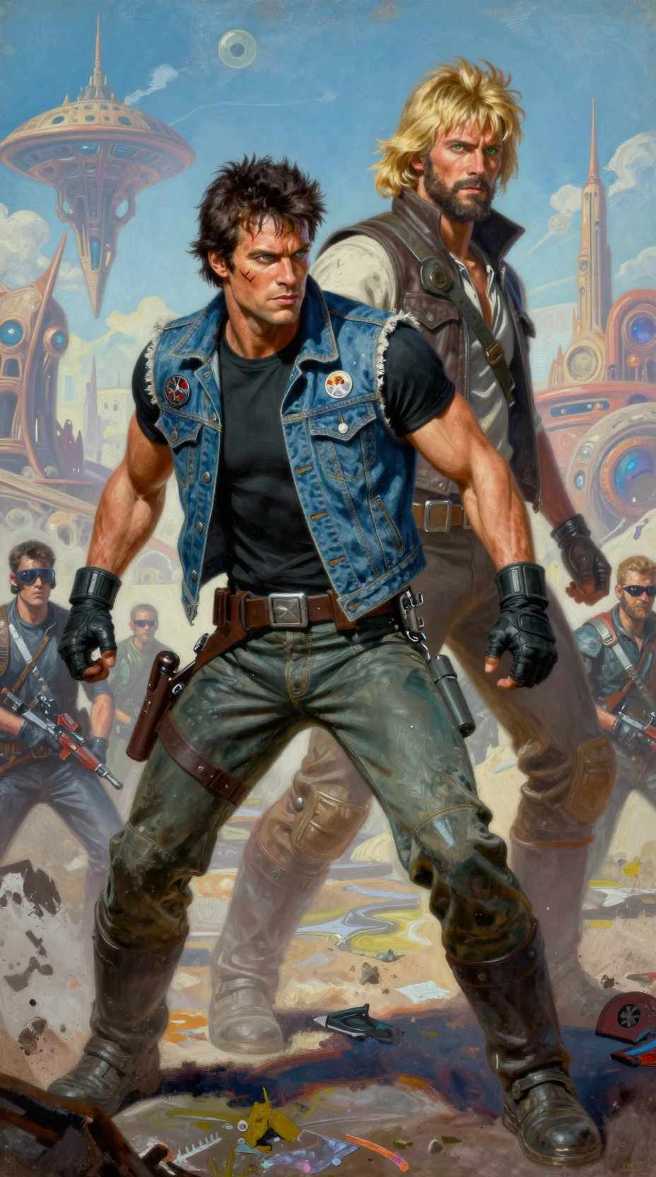 Two space opera heroes on an alien battlefield